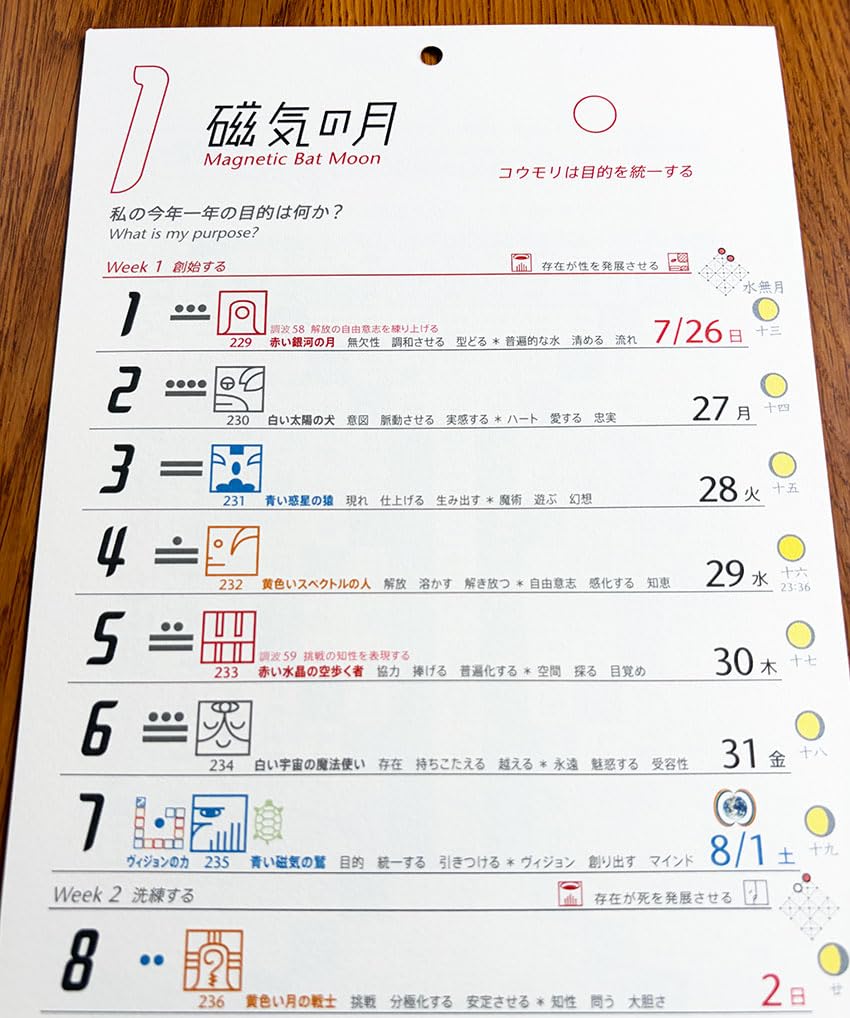 Amazon | 13の月の暦 タテ（赤い銀河の月の年 2026.7.26～2027.7.25